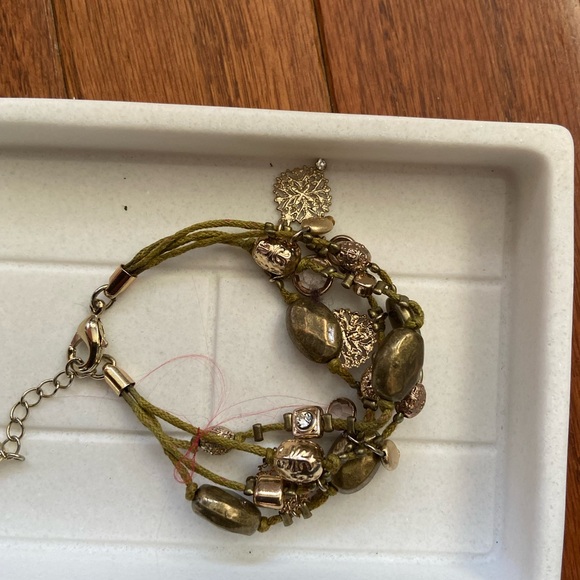 Multi strand, string, Charm Bracelet. Gold Tone Charms. - Picture 1 of 4